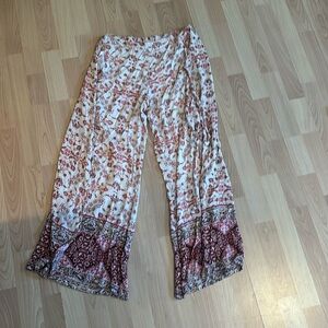 sky and sparrow flowy pink and white floral pants